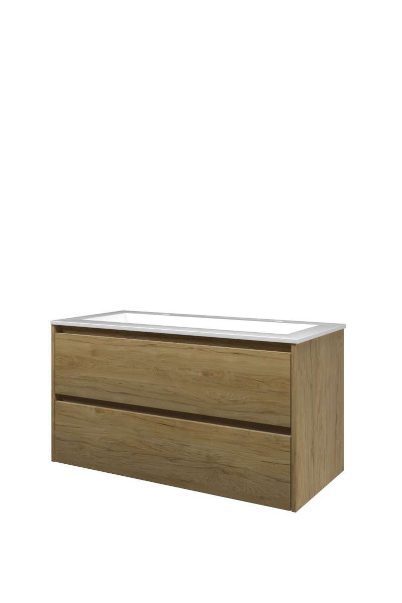 Proline set polystone Elegant wast. met 2 krgt. en onderk. sym. AGWB1002IO Ideal oak/Glans wit H540xB1000xD460