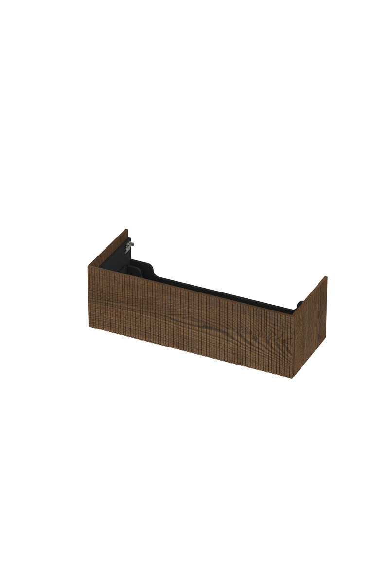 INK onderk. 1 lade push 2 open verticaal gefreesd H376xB1200xD450 Massief eiken chocolate / 1259786