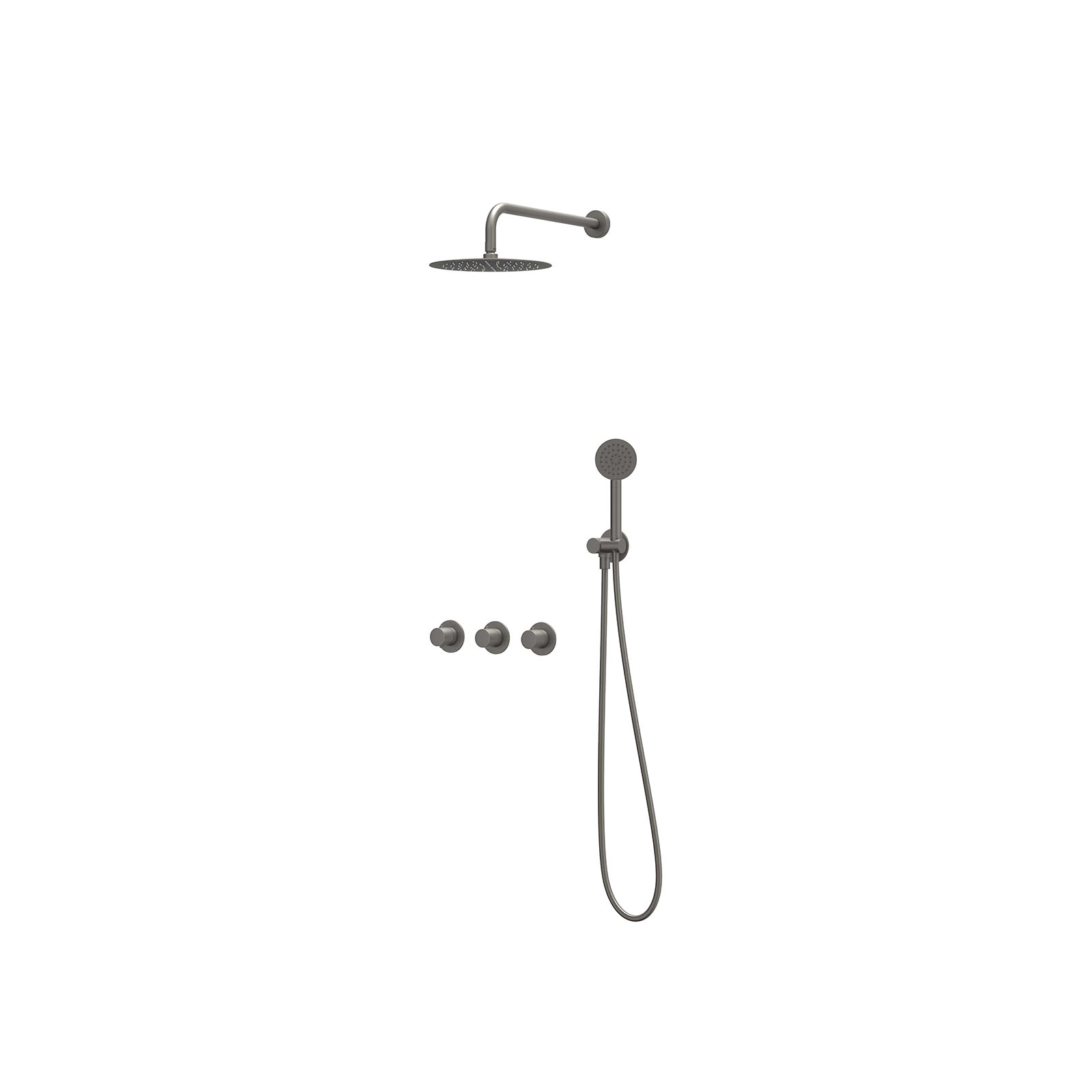 IVY Bond set 2 stopkr. w.arm R25cm verst. steun m. geint. uitl. slang 150cm + s.spr. hd. CSB4GMCBAC Geborsteld metal black PVD