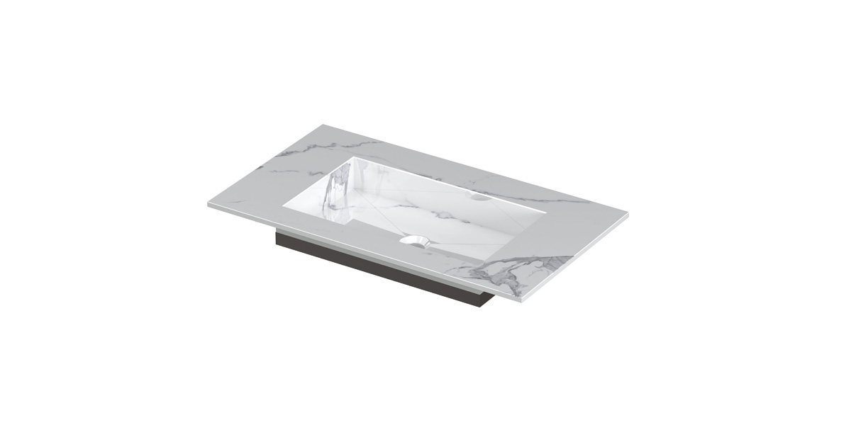 INK Post wast. keramische slab envelop bak zonder krgt. H10xB800xD450 Statuario glans / 210023